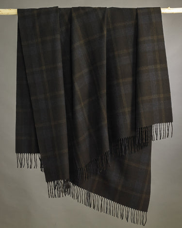 Ashkirk Check Lambswool Blanket Purple